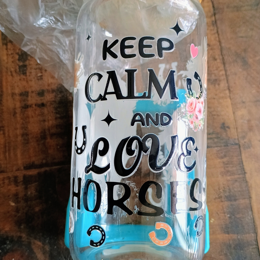 Decorative Glass Jar with Horse Theme